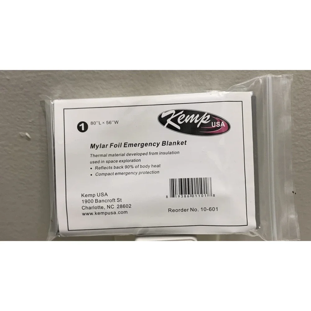 Kemp USA Mylar Foil Emergency Blanket Silver 80x56 Reflective Lightweight 1Pk